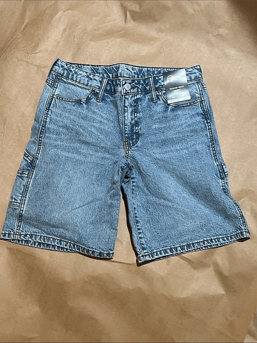 art class Blue Denim Kids Carpenter Shorts mid rise Bermuda